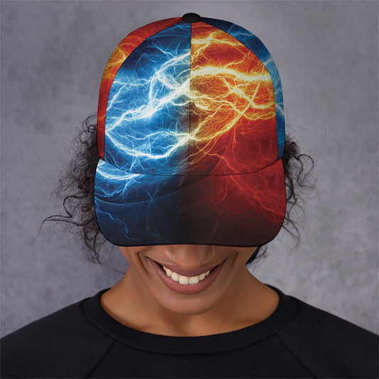 Red And Blue Lightning Print Baseball Cap