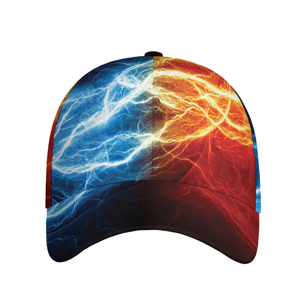 Red And Blue Lightning Print Baseball Cap