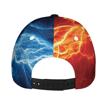 Red And Blue Lightning Print Baseball Cap