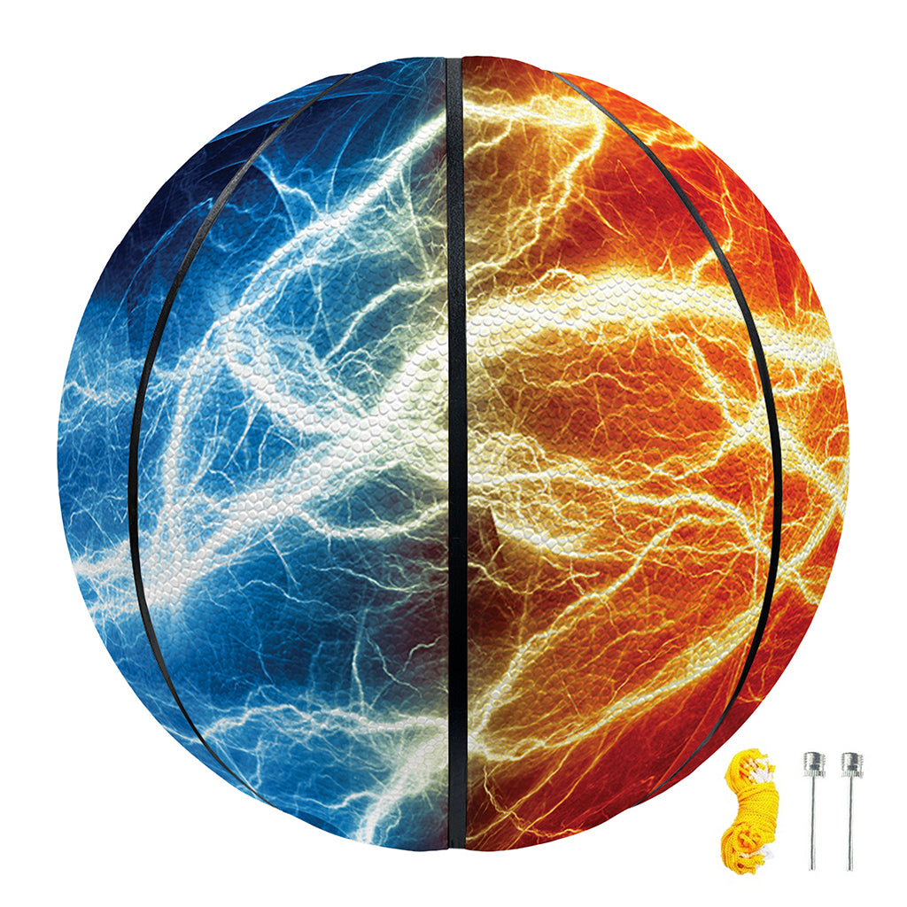 Red And Blue Lightning Print Basketball