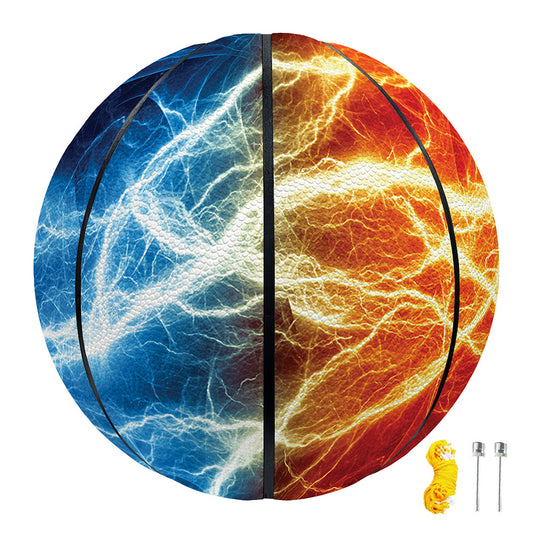 Red And Blue Lightning Print Basketball