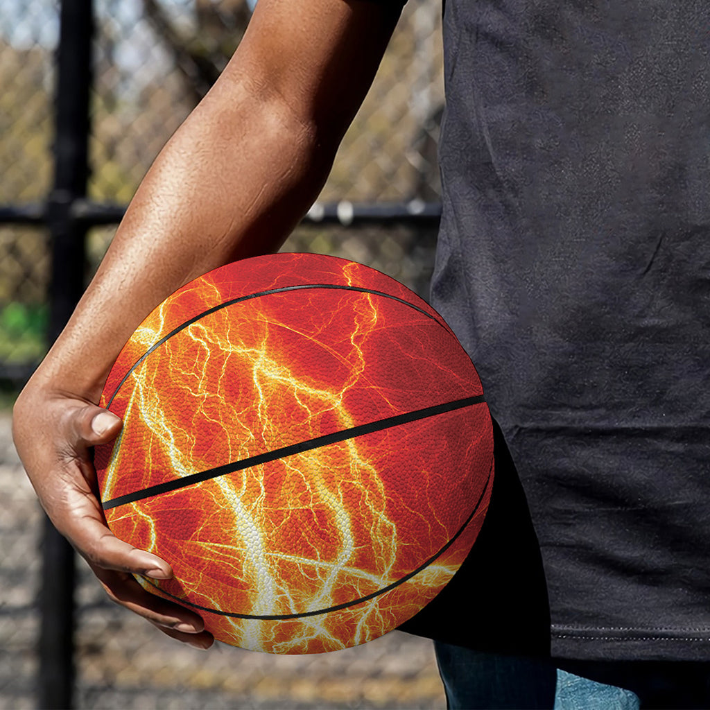 Red And Blue Lightning Print Basketball