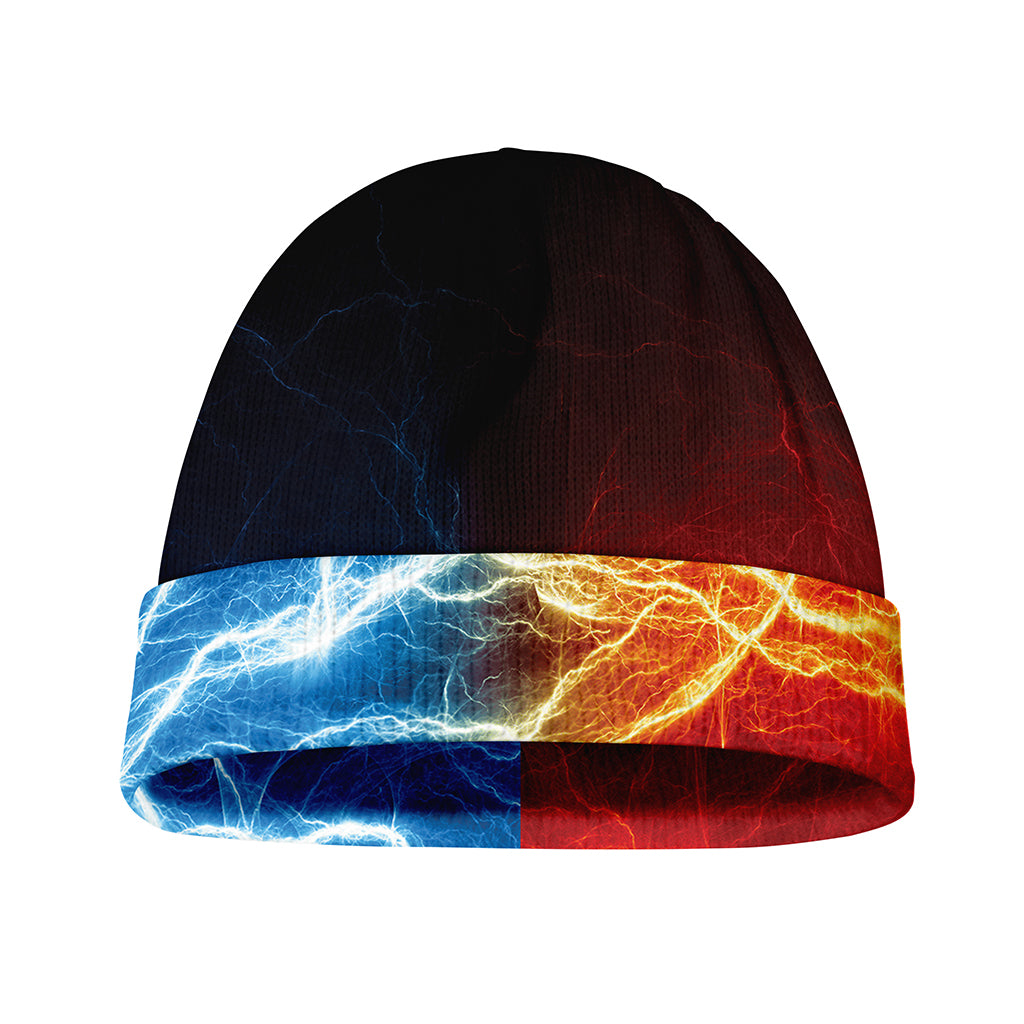 Red And Blue Lightning Print Beanie