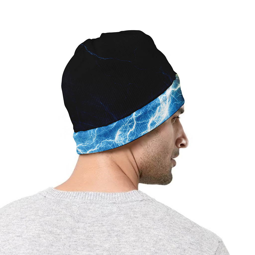 Red And Blue Lightning Print Beanie