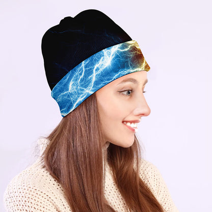 Red And Blue Lightning Print Beanie