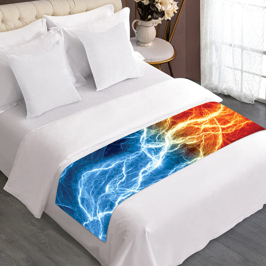 Red And Blue Lightning Print Bed Runner