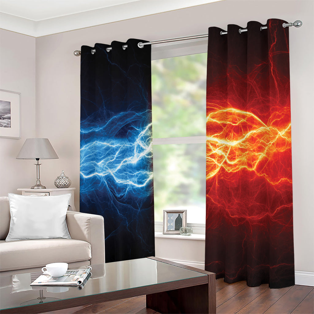 Red And Blue Lightning Print Blackout Grommet Curtains