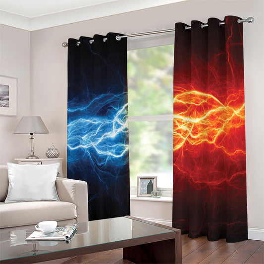 Red And Blue Lightning Print Blackout Grommet Curtains