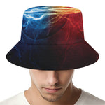 Red And Blue Lightning Print Bucket Hat