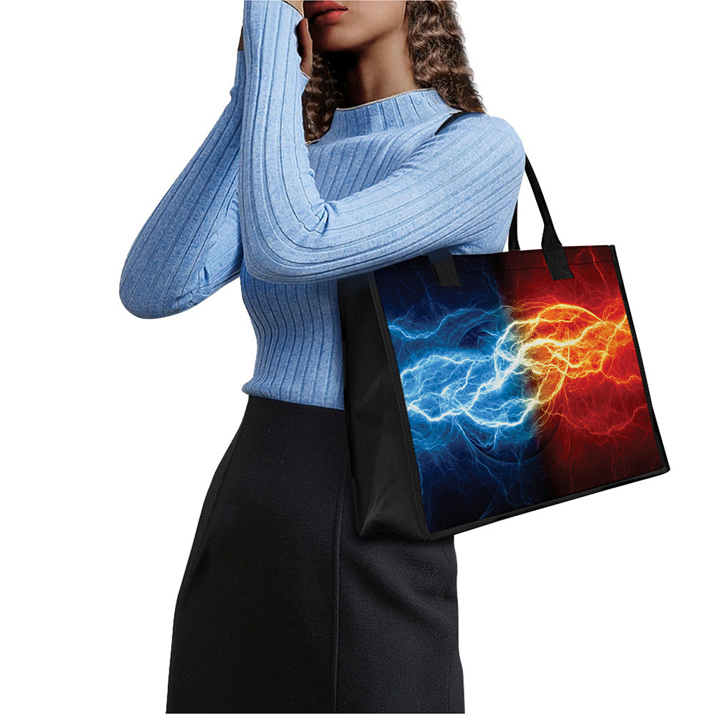 Red And Blue Lightning Print Canvas Tote Bag