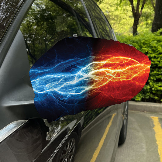 Red And Blue Lightning Print Car Side Mirror Covers