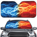 Red And Blue Lightning Print Car Windshield Sun Shade