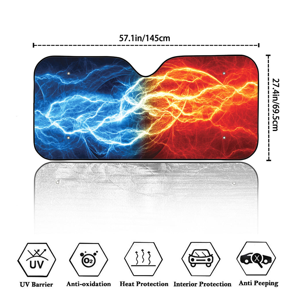 Red And Blue Lightning Print Car Windshield Sun Shade