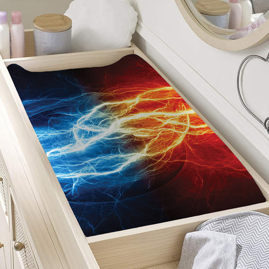 Red And Blue Lightning Print Changing Pad Cover