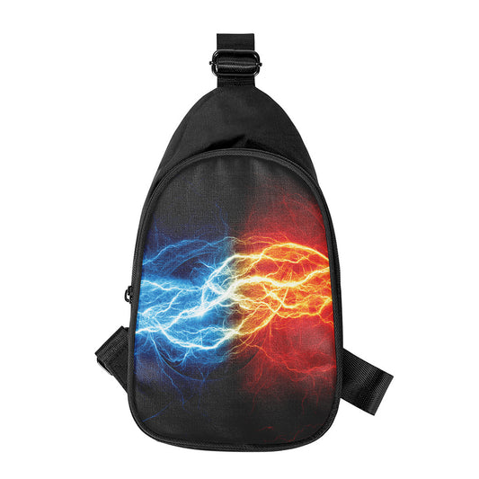 Red And Blue Lightning Print Chest Bag