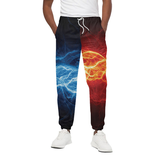 Red And Blue Lightning Print Cotton Pants