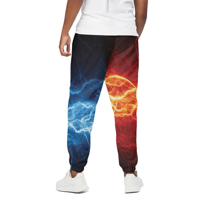 Red And Blue Lightning Print Cotton Pants