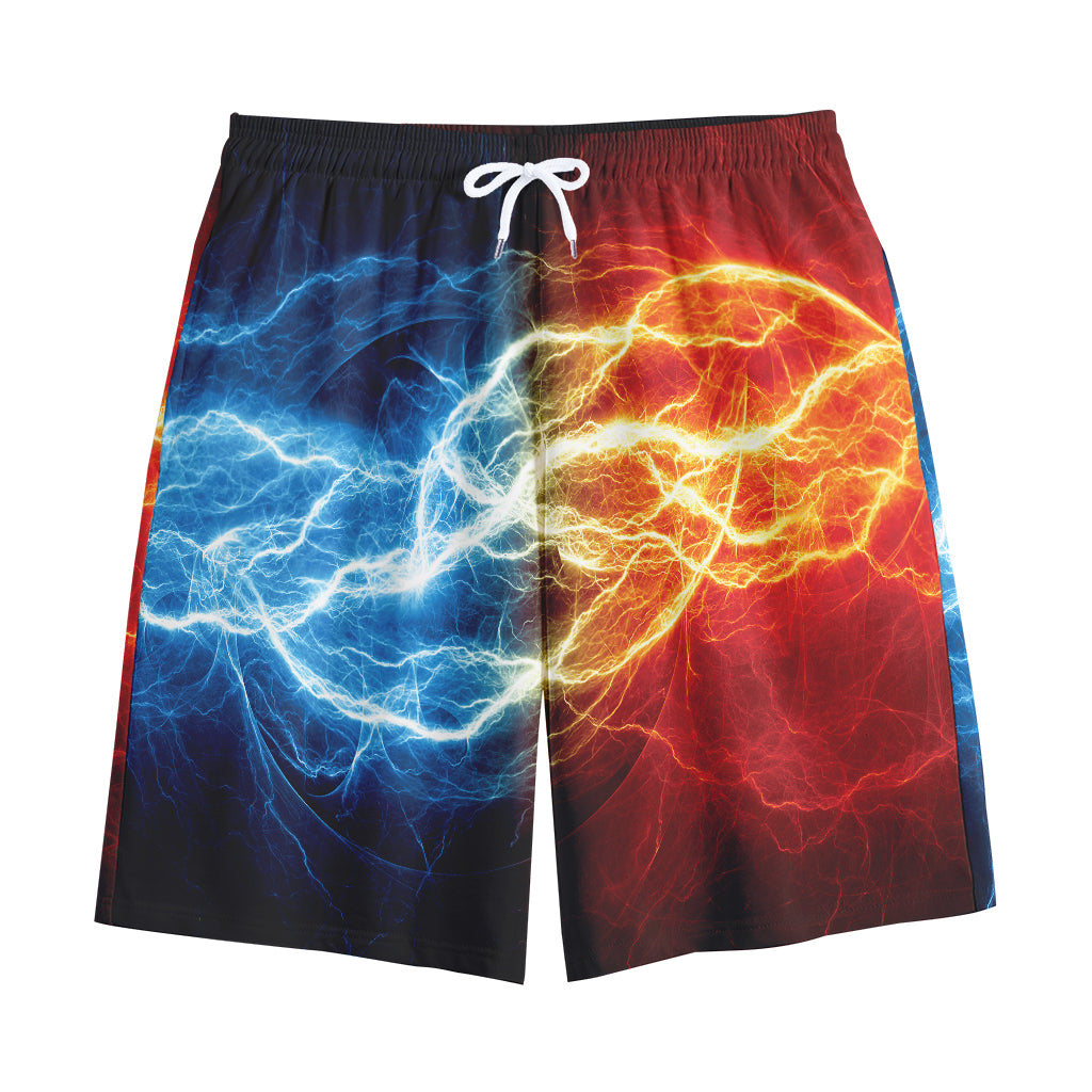 Red And Blue Lightning Print Cotton Shorts