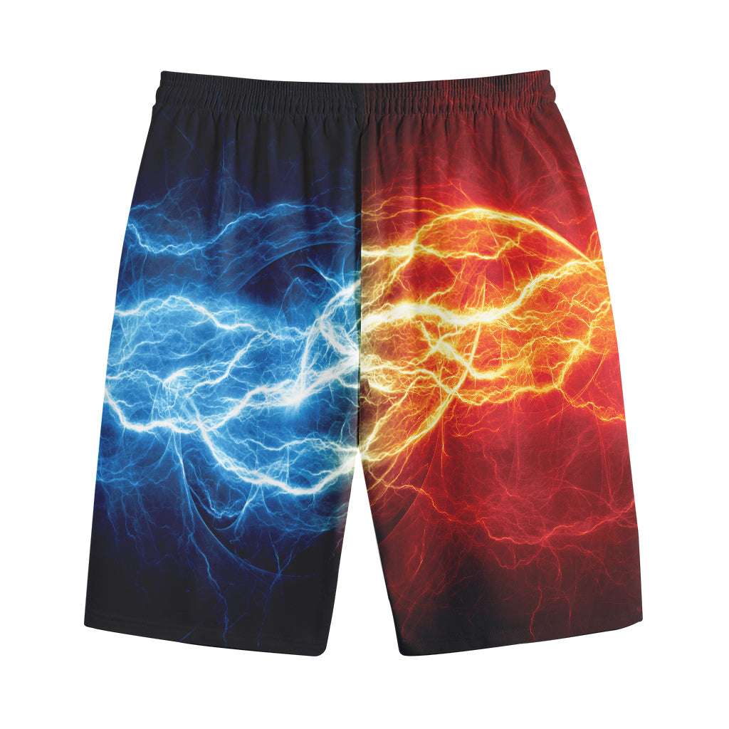 Red And Blue Lightning Print Cotton Shorts