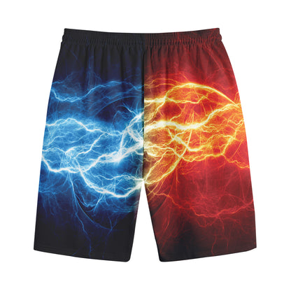Red And Blue Lightning Print Cotton Shorts