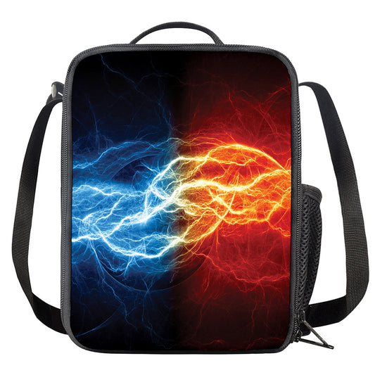Red And Blue Lightning Print Crossbody Lunch Bag
