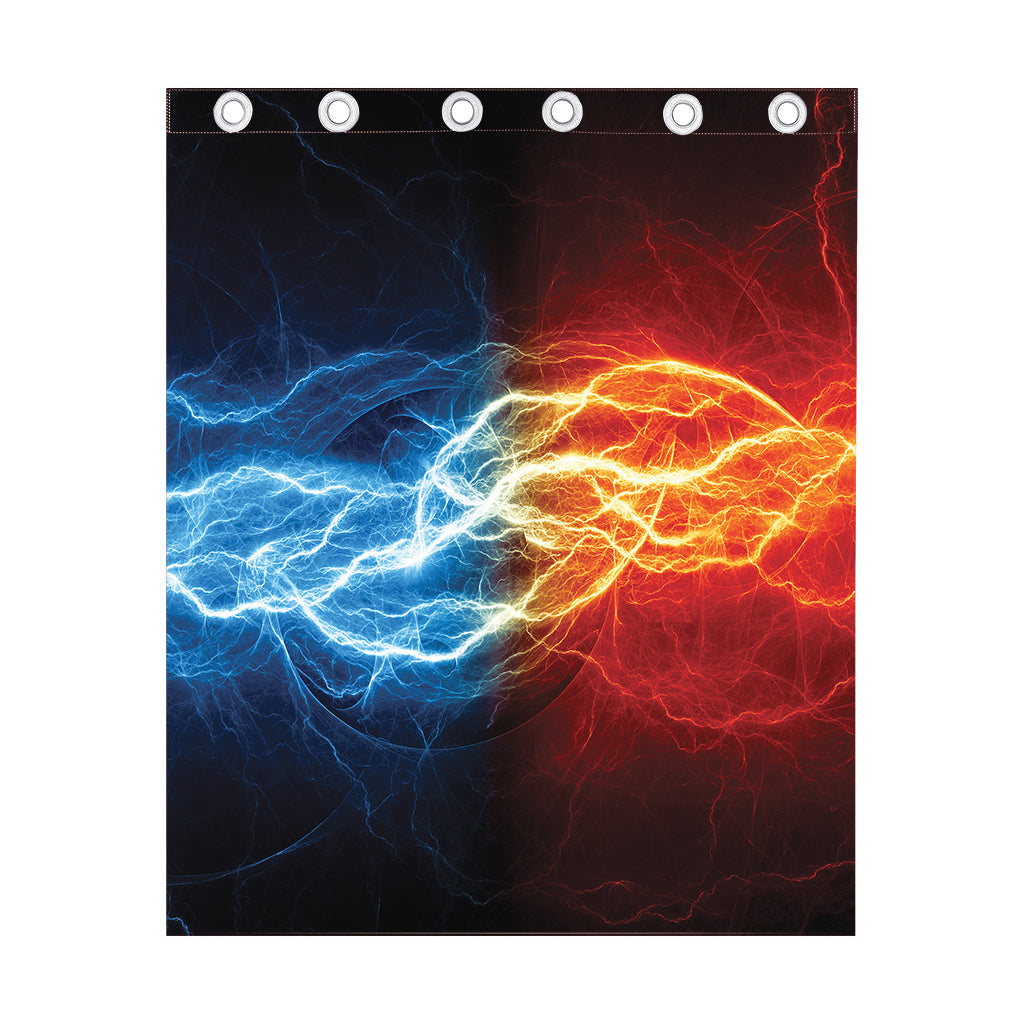 Red And Blue Lightning Print Curtain