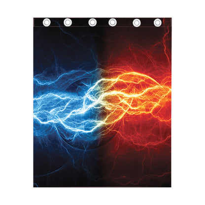 Red And Blue Lightning Print Curtain