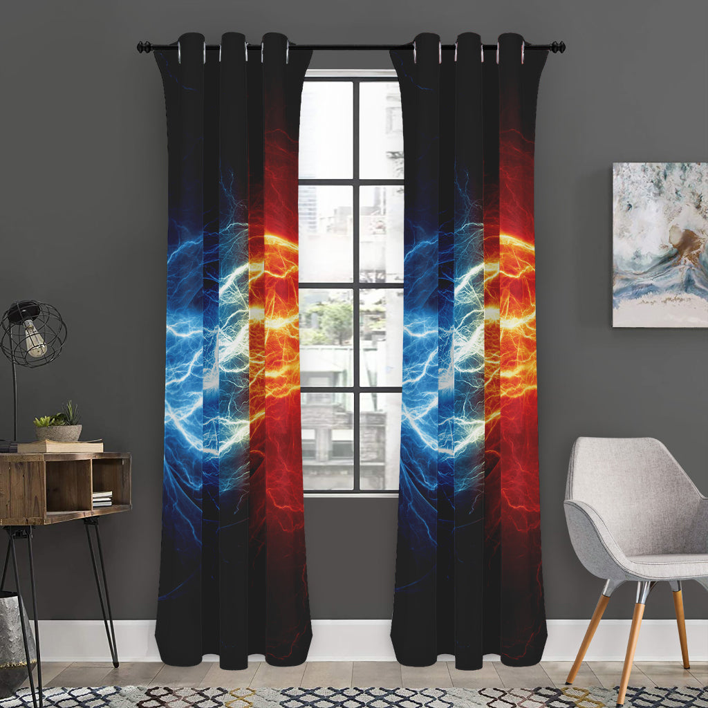 Red And Blue Lightning Print Curtain
