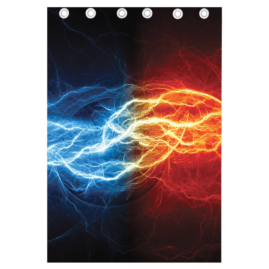 Red And Blue Lightning Print Curtain