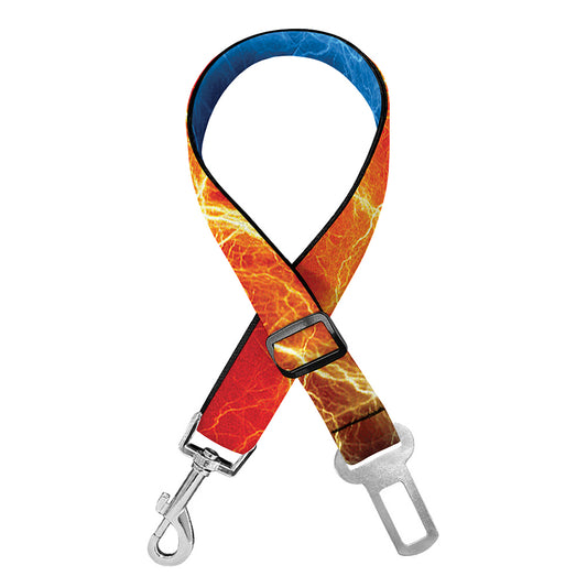Red And Blue Lightning Print Dog Seat Belt