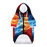 Red And Blue Lightning Print Dog Zip Up Hoodie