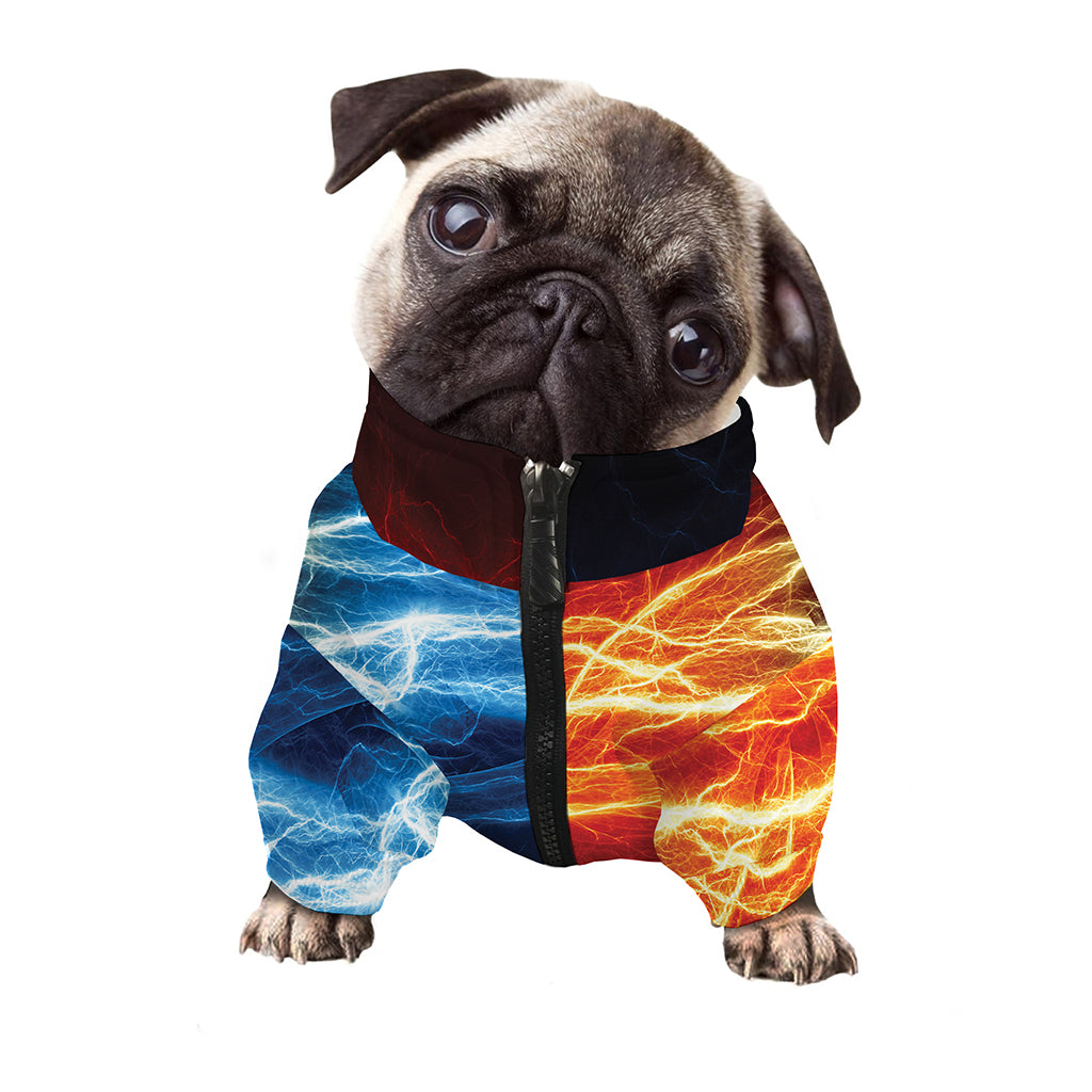 Red And Blue Lightning Print Dog Zip Up Jacket