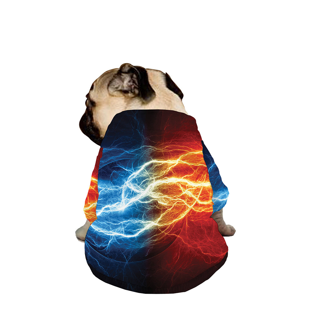 Red And Blue Lightning Print Dog Zip Up Jacket