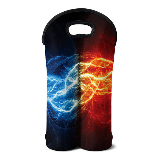 Red And Blue Lightning Print Double Neoprene Wine Tote