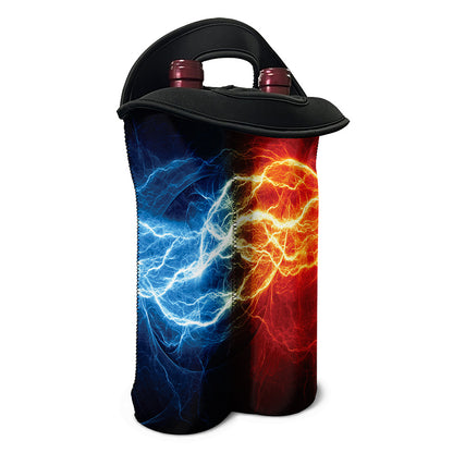 Red And Blue Lightning Print Double Neoprene Wine Tote