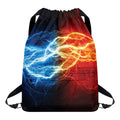 Red And Blue Lightning Print Drawstring Backpack