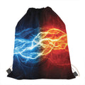 Red And Blue Lightning Print Drawstring Bag