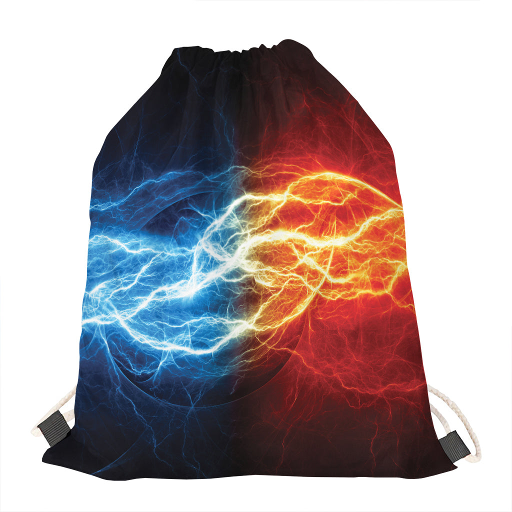 Red And Blue Lightning Print Drawstring Bag