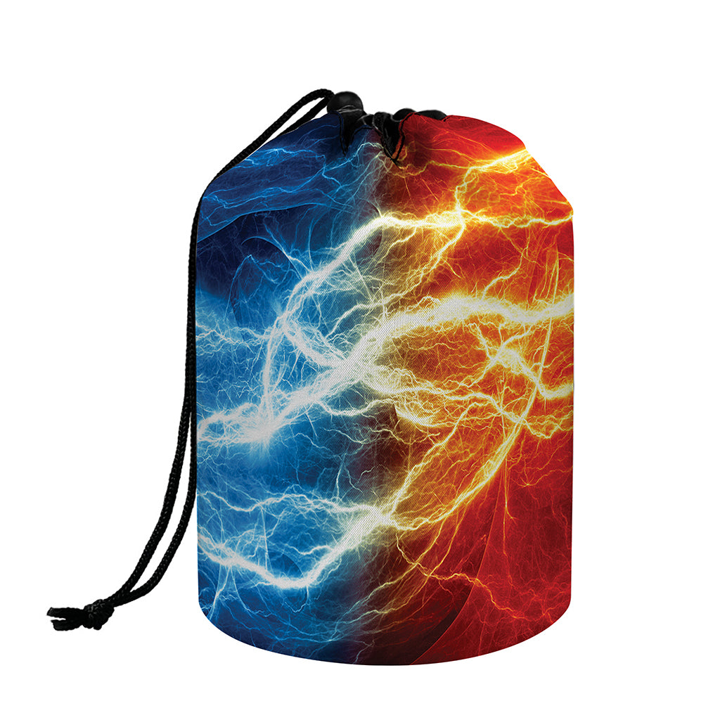 Red And Blue Lightning Print Drawstring Makeup Bag