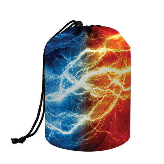 Red And Blue Lightning Print Drawstring Makeup Bag