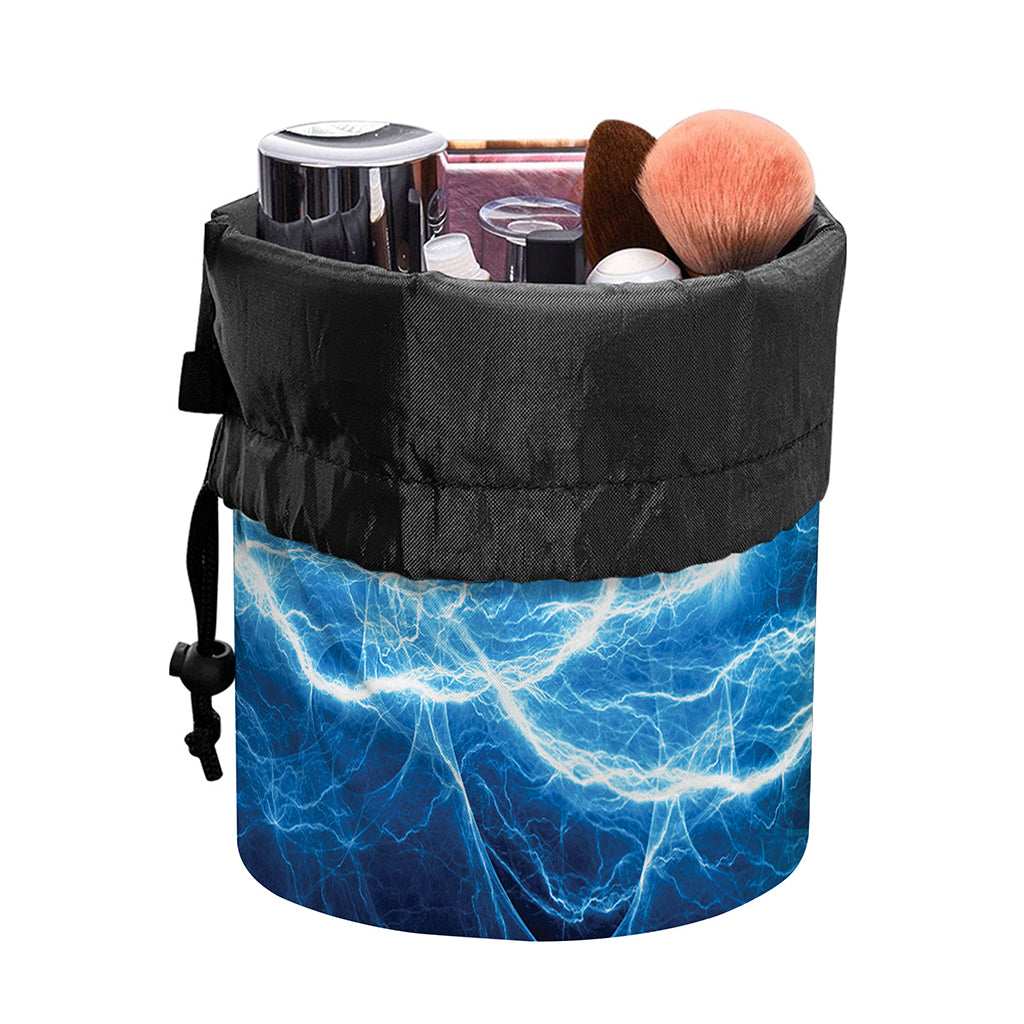 Red And Blue Lightning Print Drawstring Makeup Bag