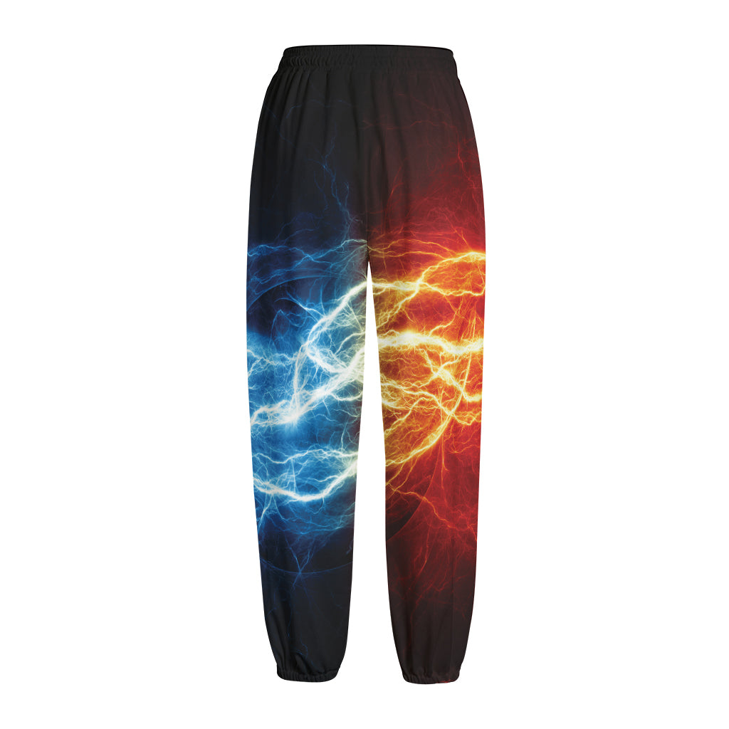 Red And Blue Lightning Print Fleece Lined Knit Pants