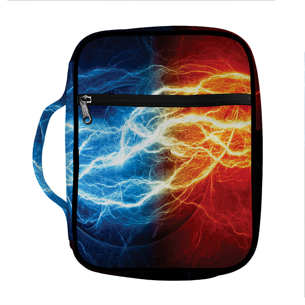 Red And Blue Lightning Print Front Pocket Bible Bag