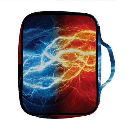 Red And Blue Lightning Print Front Pocket Bible Bag
