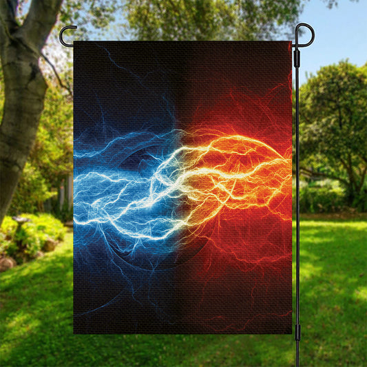 Red And Blue Lightning Print Garden Flag