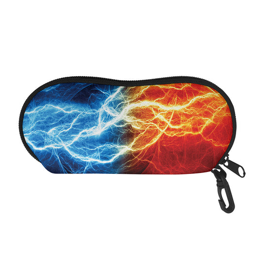 Red And Blue Lightning Print Glasses Case