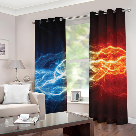 Red And Blue Lightning Print Grommet Curtains