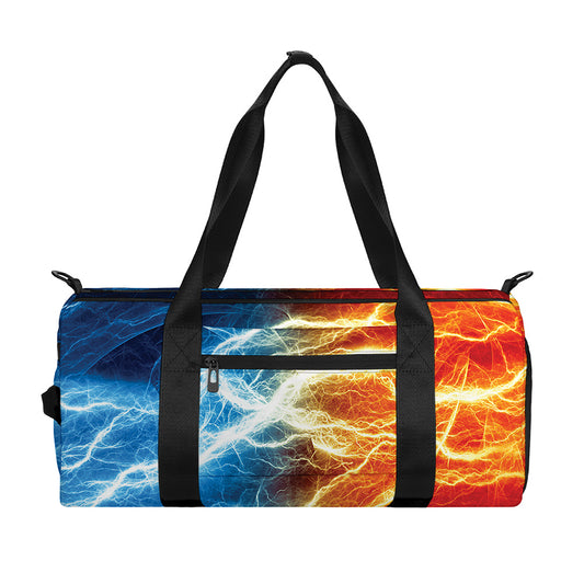 Red And Blue Lightning Print Gym Bag