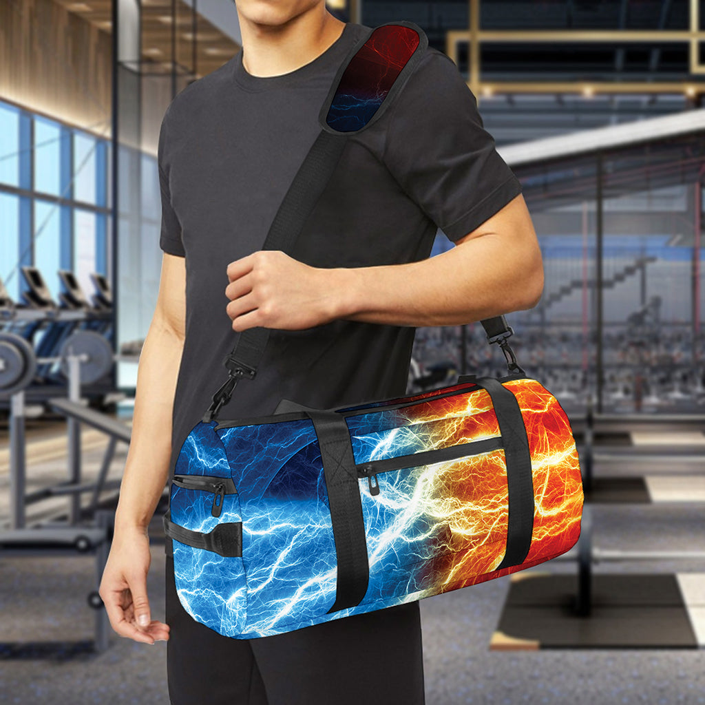 Red And Blue Lightning Print Gym Bag