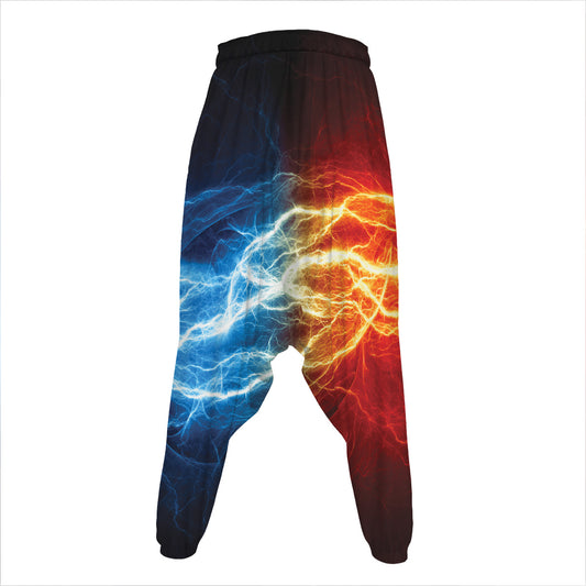 Red And Blue Lightning Print Hammer Pants